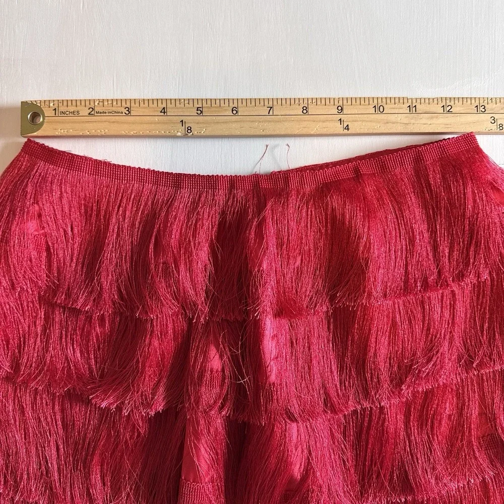 DO+BE Full Fringe Mini Skirt Pink Medium Cowgirl Boho Nashville Fuchsia Fest